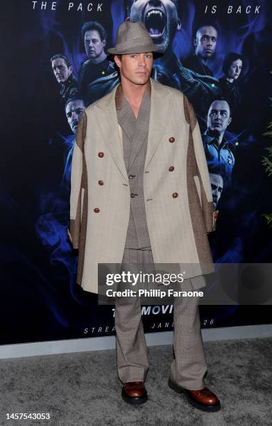 Colton Haynes attends the Los Angeles premiere of Paramount+'s "Teen Wolf: The Movie" at Harmony Gold on January 18, 2023 in Los Angeles, California.