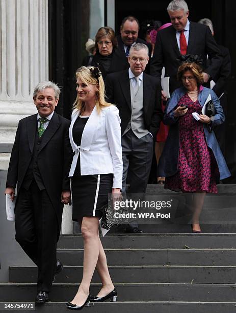 The Speaker of the House of Commons John Bercow and his wife Sally leave St Paul's Cathedral after a service of thanksgiving to mark the Queen's...