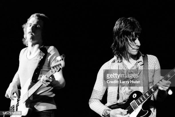 Jeff Beck is performing with Tim Bogart and Carmine Appice at Winterland in San Francisco, California on April 7, 1973..
