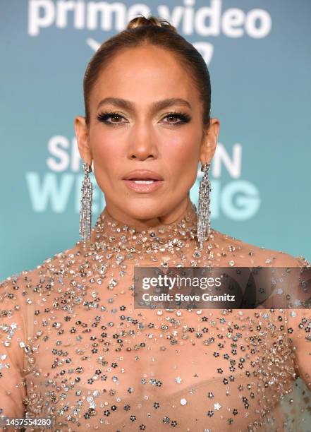 Jennifer Lopez arrives at the Los Angeles Premiere Of Prime Video's "Shotgun Wedding" at TCL Chinese Theatre on January 18, 2023 in Hollywood,...