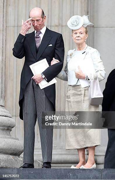 Prince Edward, Duke of Kent and Katharine, Duchess of Kent departs the Service of Thanksgiving at St Paul's Cathedral, as part of the Diamond...