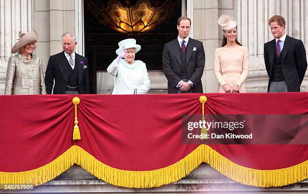 Camilla, Duchess of Cornwall, Prince Charles, Prince of Wales, Queen Elizabeth II, Prince William, Duke of Cambridge, Catherine, Duchess of Cambridge...