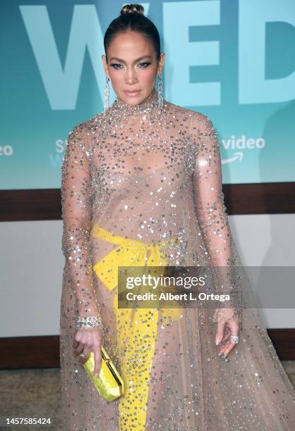 Jennifer Lopez attends the Los Angeles premiere of Prime Video's "Shotgun Wedding" held at TCL Chinese Theatre on January 18, 2023 in Hollywood,...