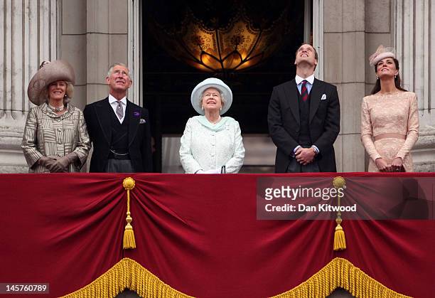 Camilla, Duchess of Cornwall, Prince Charles, Prince of Wales, Queen Elizabeth II, Prince William, Duke of Cambridge and Catherine, Duchess of...
