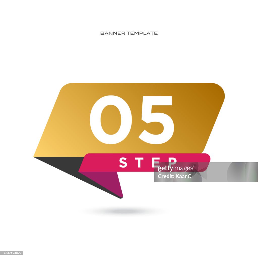 Step Image Number Gradient Color Banner Step Number 5 Vector Stock Illustration High-Res ...