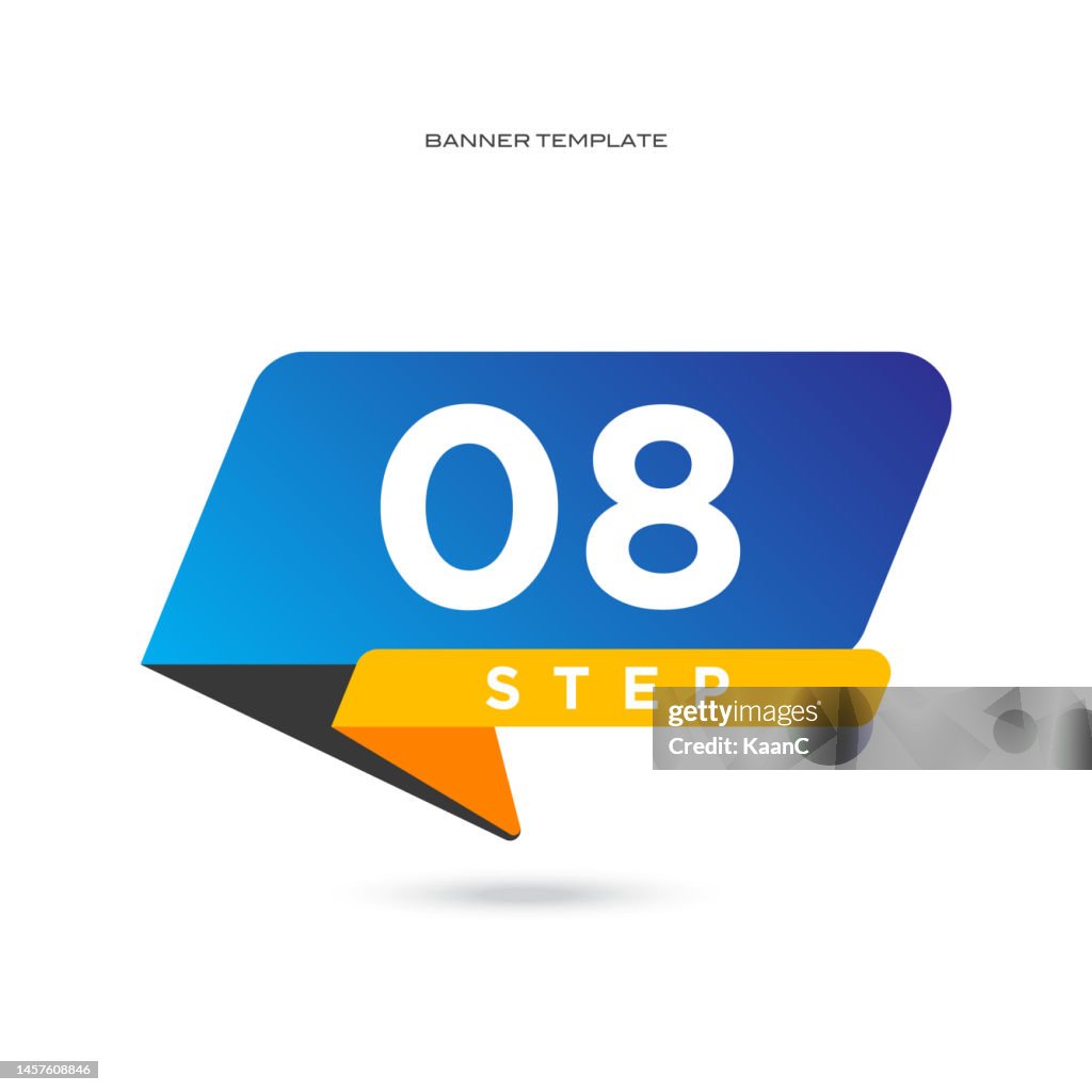 Step Image Number Gradient Color Banner Step Number 8 Vector Stock Illustration High-Res ...