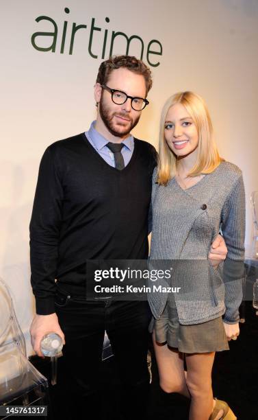 Airtime Co-founder and Executive Chairman Sean Parker and Alexandra Lenas at the Airtime Launch Press Conference at Milk Studios on June 5, 2012 in...