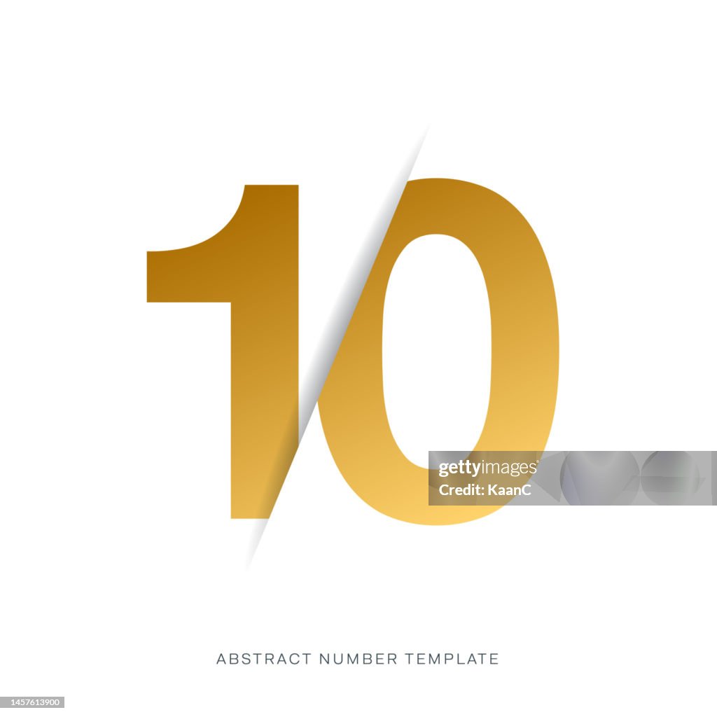 Modèle de nombre abstrait dégradé de couleur or. Modèle de numéro d’anniversaire isolé, étiquette d’icône d’anniversaire, illustration vectorielle de symbole d’anniversaire