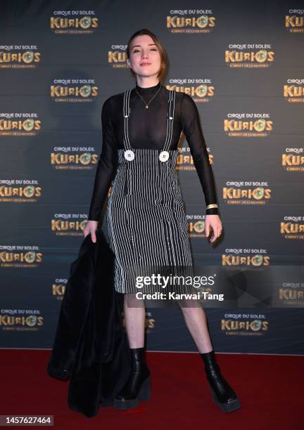 Gaia Wise attends the European Premiere of Cirque du Soleil's "Kurios: Cabinet Of Curiosities" at Royal Albert Hall on January 18, 2023 in London,...