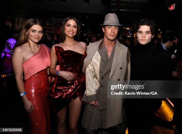 Holland Roden, Shelley Hennig, Colton Haynes and Vince Mattis pose at the after party for Paramount+'s "Teen Wolf: The Movie" at Hyde on January 18,...