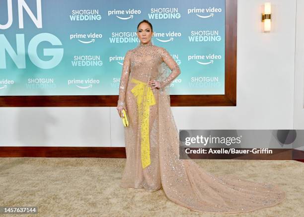 Jennifer Lopez attends the Los Angeles Premiere of Prime Video's "Shotgun Wedding" at TCL Chinese Theatre on January 18, 2023 in Hollywood,...