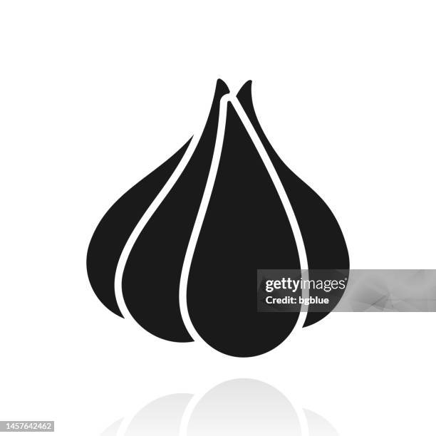 ilustrações, clipart, desenhos animados e ícones de alho. ícone com reflexo no fundo branco - garlic clove