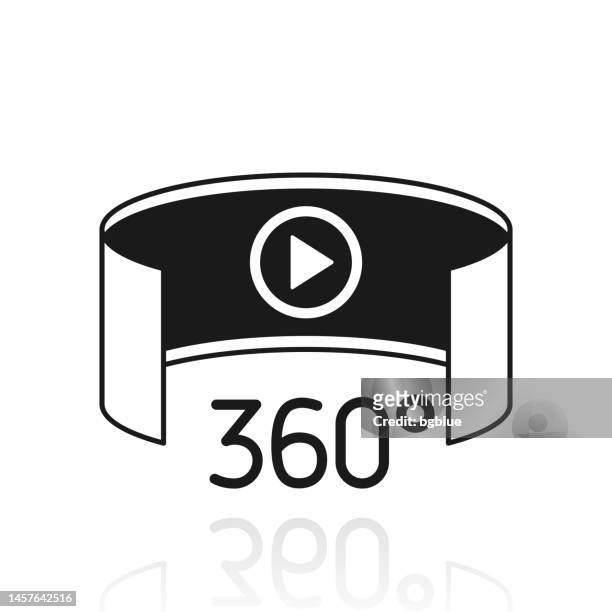 360 degree view - virtual reality. icon with reflection on white background - full circle tour stock illustrations
