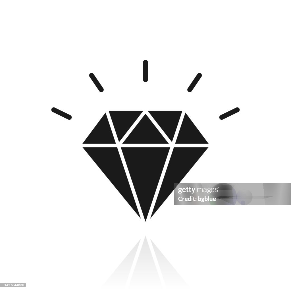 Diamant. Symbol mit Reflexion auf weißem Hintergrund