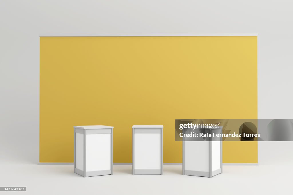 Promotion counter, Retail Trade Stand Isolated on the white background.3d render