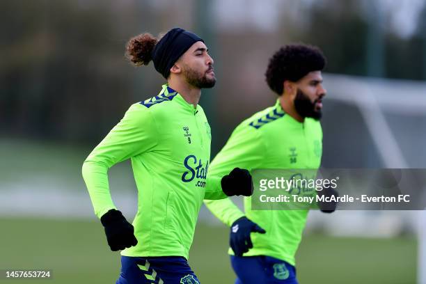Dominic Calvert-Lewin during the Everton training session at Finch Farm on January 18, 2023 in Halewood, England.