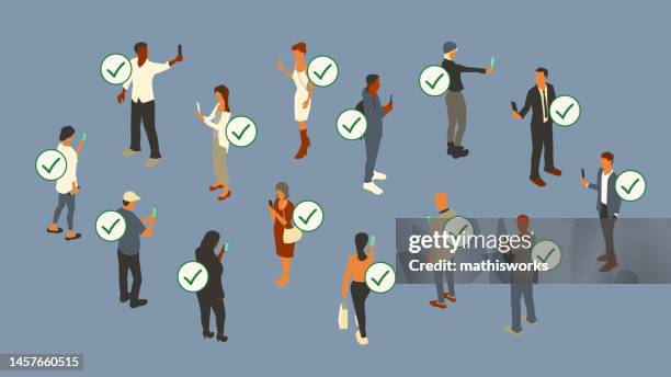 verified mobile people - verify identity stock illustrations