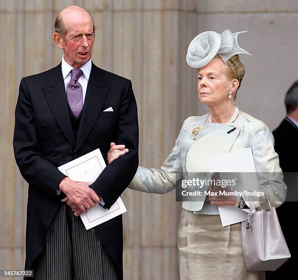 Prince Edward, Duke of Kent and Katharine, Duchess of Kent attend a Service of Thanksgiving to celebrate Queen Elizabeth II's Diamond Jubilee at St...