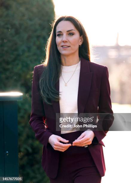 Catherine, Princess of Wales attends a reception for the England Wheelchair Rugby League Team, at Hampton Court Palace on January 19, 2023 in London,...