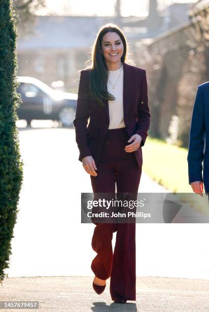 Catherine, Princess of Wales attends a reception for the England Wheelchair Rugby League Team, at Hampton Court Palace on January 19, 2023 in London,...