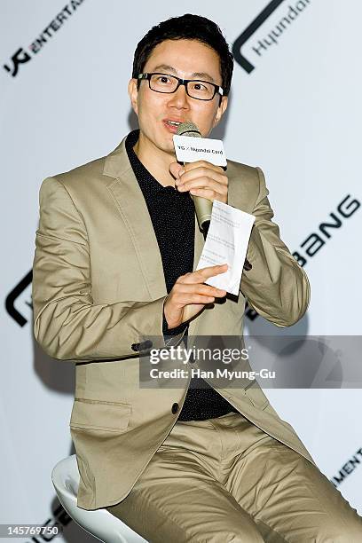 Entertainmet director, Choi Sung-Jun attends the Hyundai Card Collaboration With YG Entertainment at Hyundai Card headquarters on June 5, 2012 in...