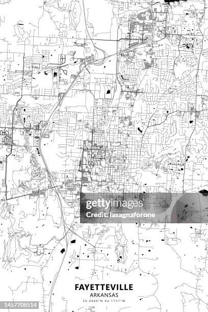 fayetteville, arkansas vector map - fayetteville arkansas skyline stock illustrations