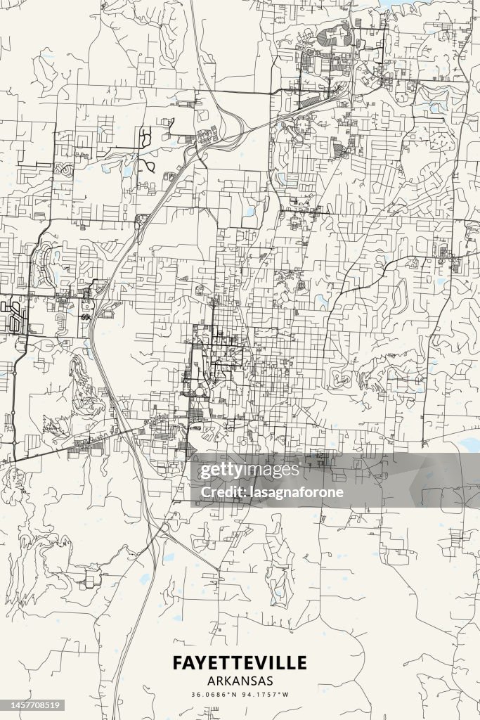 Fayetteville, Arkansas Vector Map