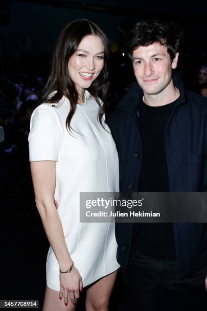 Karlie Kloss and Joshua Kushner attend the Louis Vuitton Menswear Fall-Winter 2023-2024 show as part of Paris Fashion Week on January 19, 2023 in...