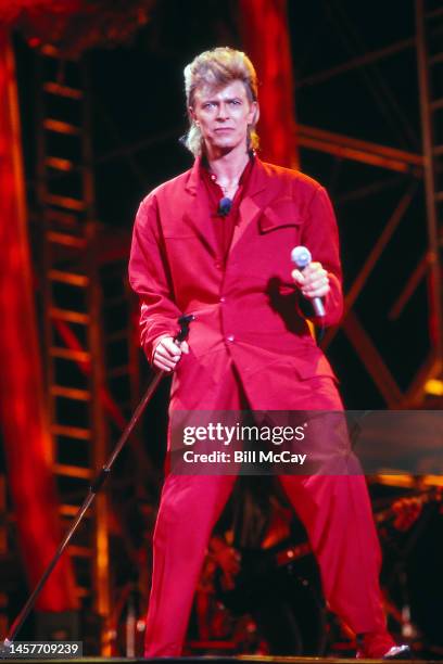 David Bowie in concert at Veterans Stadium in Philadelphia, Pennsylvania