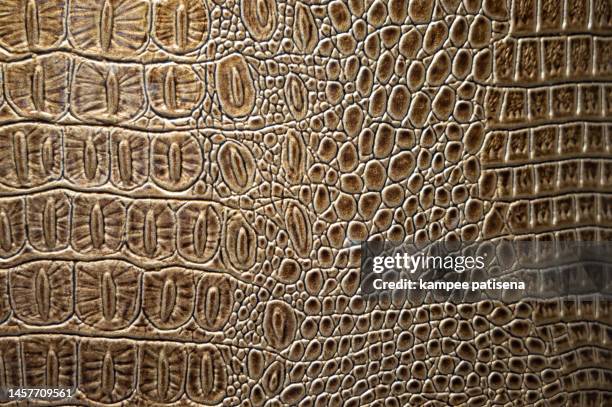 textured background of genuine leather in crocodile skin pattern - crocodile leather stock pictures, royalty-free photos & images