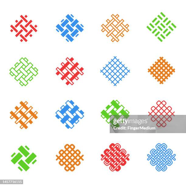 textiles logo-set - wool stock-grafiken, -clipart, -cartoons und -symbole