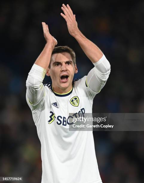 Maximilian Wöber of Leeds United during the Emirates FA Cup Third Round Replay between Leeds United and Cardiff City at Elland Road on January 18,...