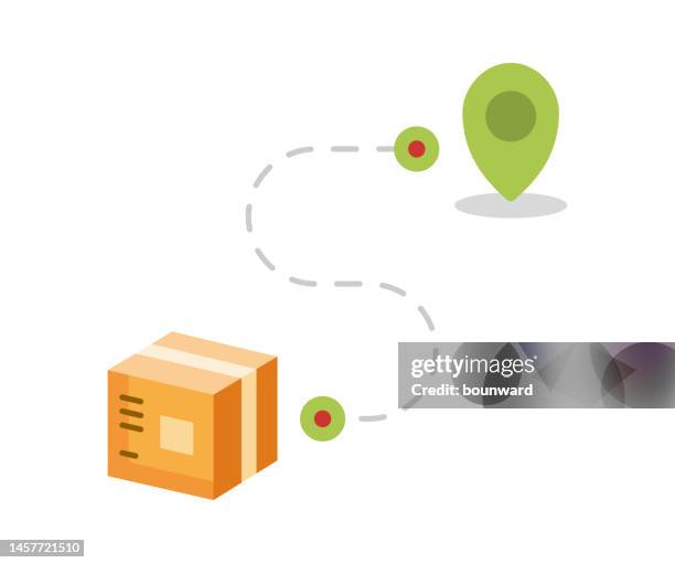 delivering package to location. flat design. - map pin logo stock illustrations