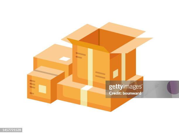 stockillustraties, clipart, cartoons en iconen met cardboard boxes illustration. flat design. - crate