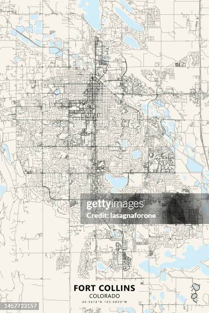 fort collins, colorado vector map - fort collins stock illustrations