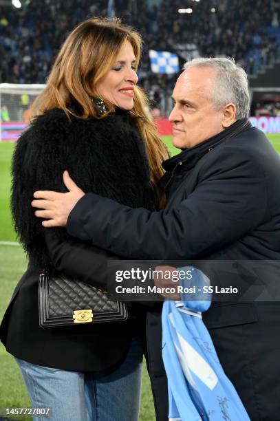 Lazio’ Chairman Claudio Lotito and the CEO of Bologna, Claudio Fenucci together with Mihajlovic’ wife and children officially launch the charity...