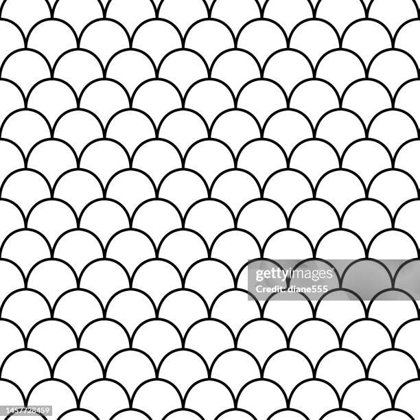 ilustraciones, imágenes clip art, dibujos animados e iconos de stock de patrón sin costuras de escamas de peces - fish scale pattern