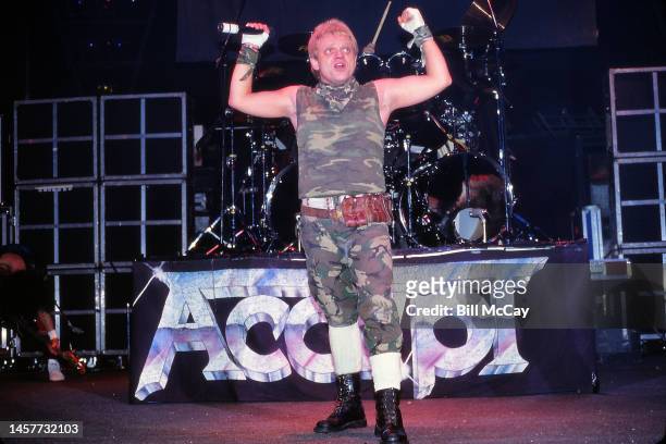 Mark Tornillo of the band Accept in concert at the Tower Theater in Philadelphia, Pennsylvania