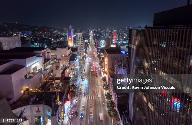 aerial view above hollywood boulevard - hollywood boulevard 個照片及圖片檔