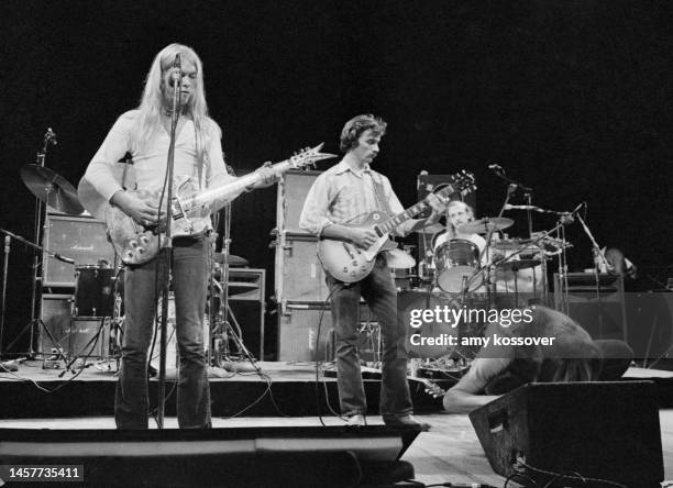 The Allman Brothers Band rehearse at The Grand Opera House in Macon, Georgia for Don Kirshner's Saturday Night Rock Concert in 1973.