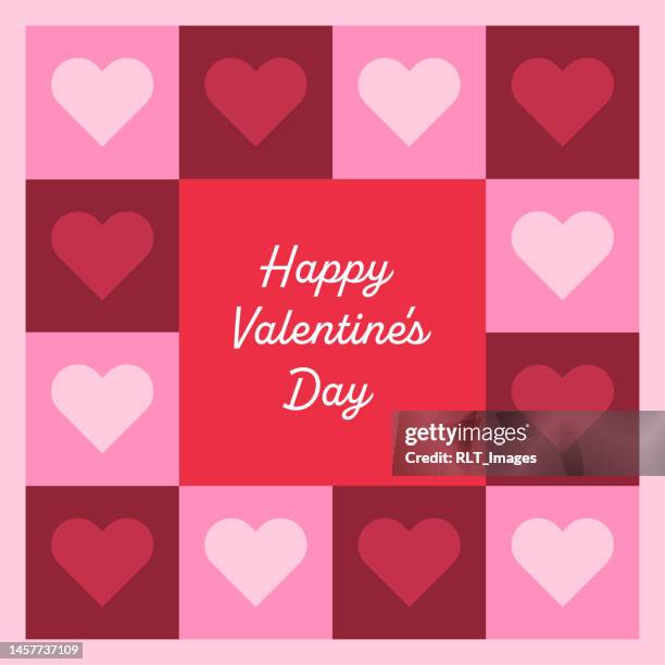 happy valentine's day graphic with hearts - valentine card stock illustrations