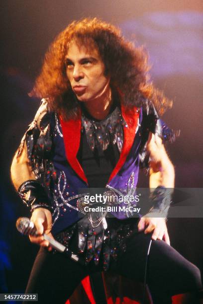 Ronnie James Dio of the band Dio in concert at The Spectrum in Philadelphia Pennsylvania