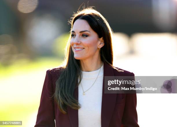 Catherine, Princess of Wales attends a reception for the England Wheelchair Rugby League Team at Hampton Court Palace on January 19, 2023 in London,...