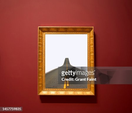Framed photograph of desert road