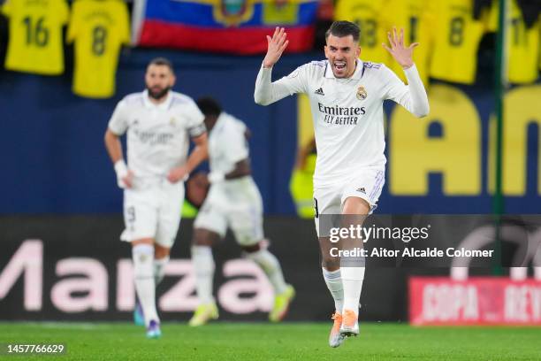 Dani Ceballos of Real Madrid celebrates during the Copa del Rey Round of 16 match between Villarreal CF and Real Madrid at Estadio de la Ceramica on...