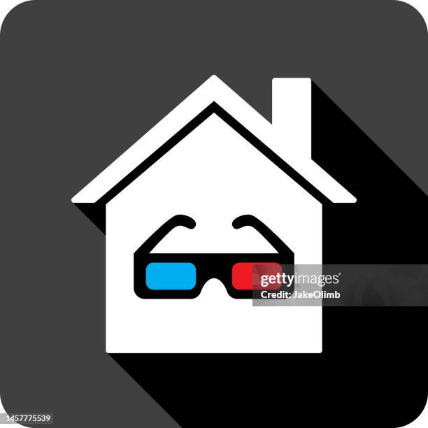 house 3d glasses icon silhouette - 3d glasses 幅插畫檔、美工圖案、卡通及圖標