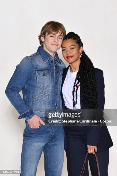 Ross Lynch and Jaz Sinclair attends the AMI - Alexandre Mattiussi Menswear Fall-Winter 2023-2024 show as part of Paris Fashion Week on January 19,...