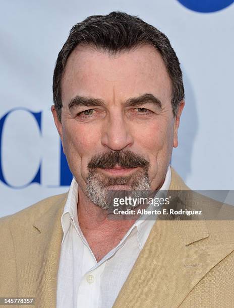 Actor Tom Selleck arrives to a screening and panel discussion of CBS's "Blue Bloods" at Leonard H. Goldenson Theatre on June 5, 2012 in North...
