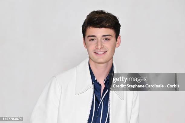 Noah Schnapp attends the AMI - Alexandre Mattiussi Menswear Fall-Winter 2023-2024 show as part of Paris Fashion Week on January 19, 2023 in Paris,...