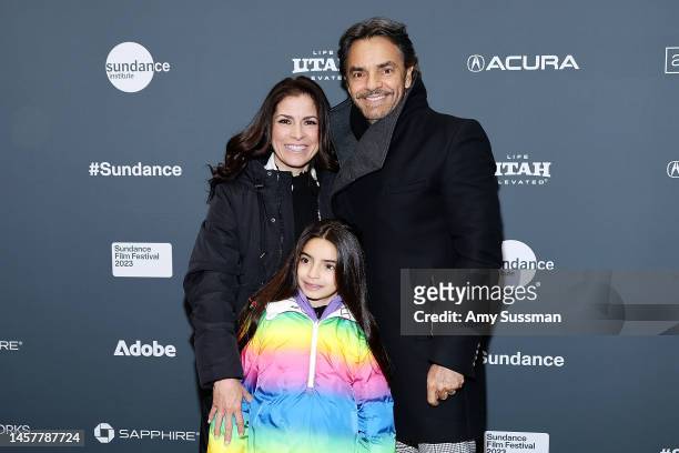 Actor Eugenio Derbez with his wife Alessandra Rosaldo and child attends the 2023 Sundance Film Festival "Radical" Premiere at Eccles Center Theatre...